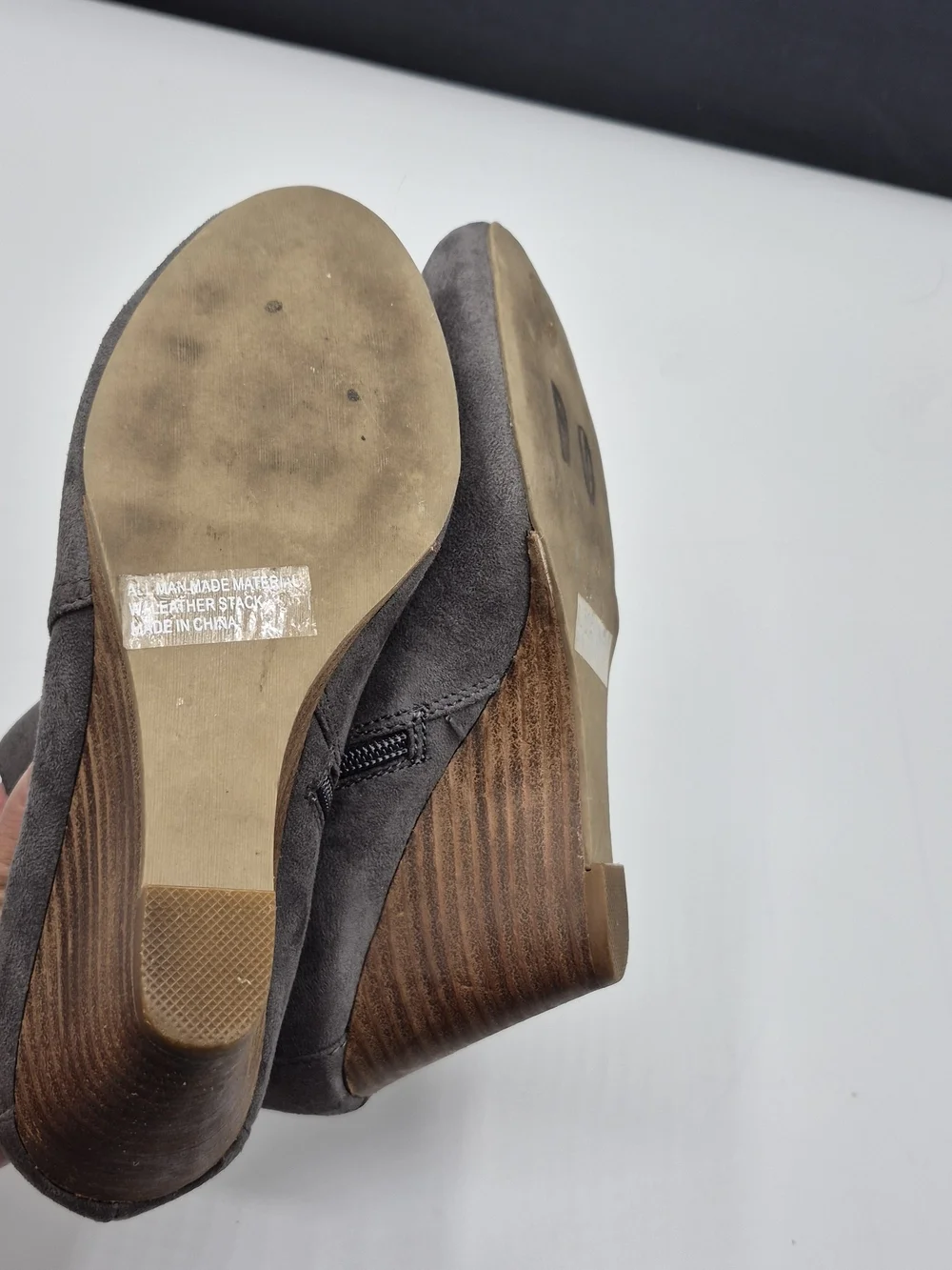 Report Gray Suede Ankle Booties with Buckle Strap